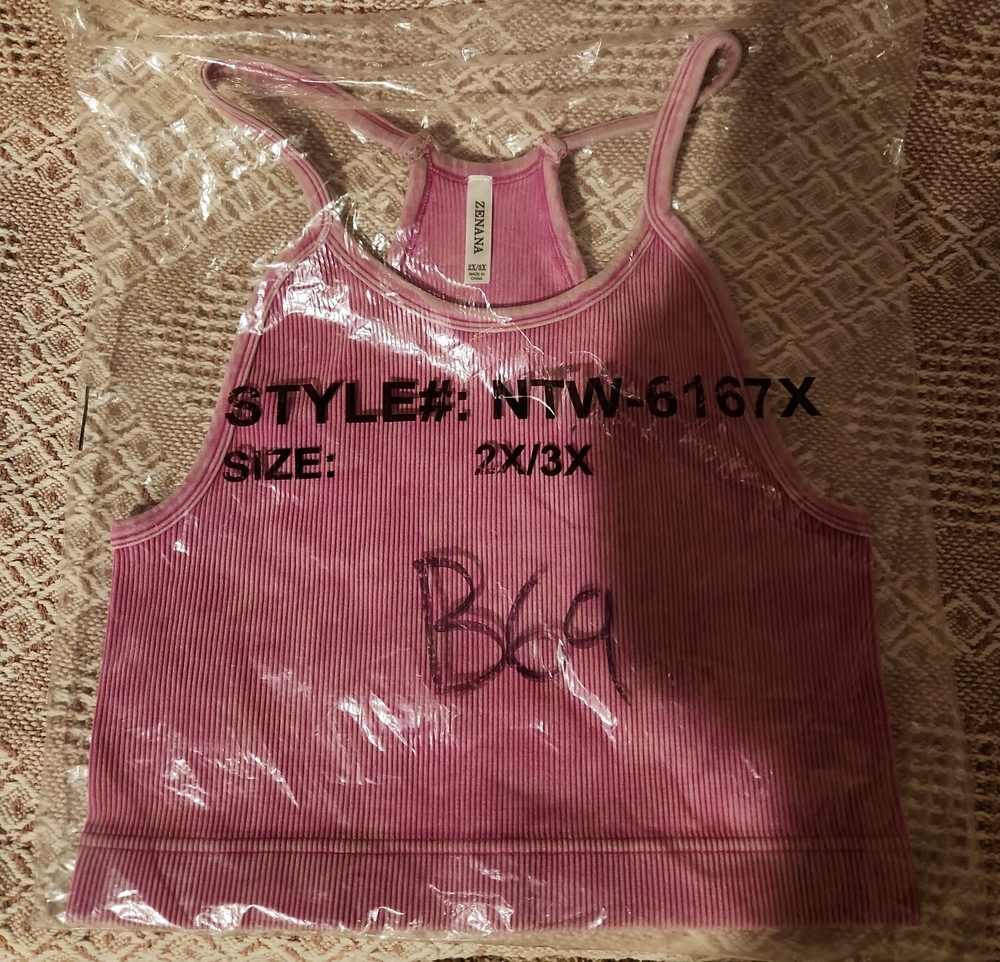 Zenana Outfitters Dusty Rose Ribbed Racerback Crop Tank